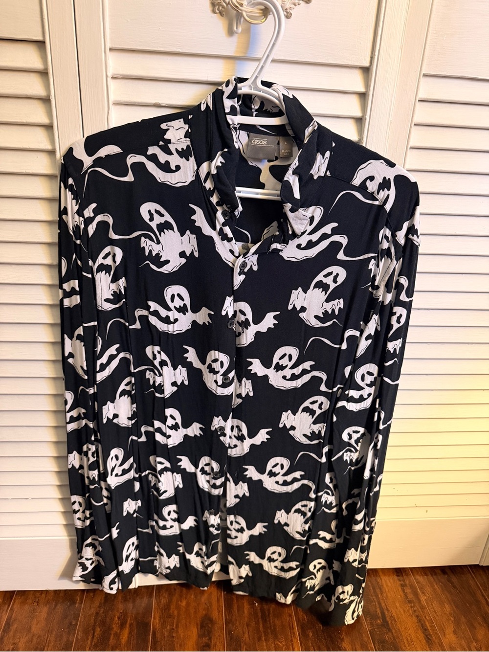 ASOS Black and White Ghost Print Button-Down Shirt